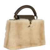 Louis Vuitton Capucines BB Olive Green Taurillon Leather and Beige Mink Gold Hardware