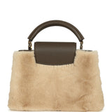 Louis Vuitton Capucines BB Olive Green Taurillon Leather and Beige Mink Gold Hardware