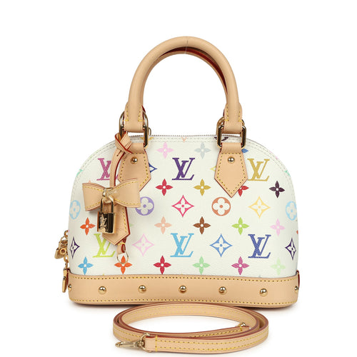 Louis Vuitton X Takashi Murakami Alma NM BB White Multicolored Monogram Gold Hardware