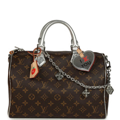 Louis Vuitton "57th Street NYC" Speedy 30 Bandouliere Brown and Silver Monogram Silver Hardware