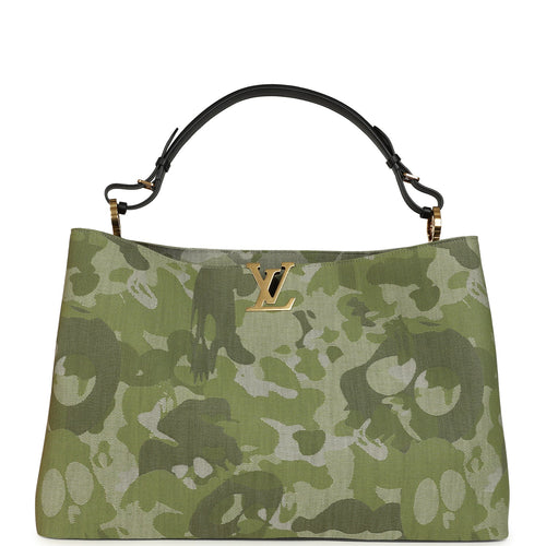 Louis Vuitton X Takashi Murakami "ArtyCapucines" Capucines XXL Khaki Washed Denim Aged Gold Hardware