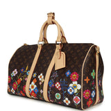 Louis Vuitton X Takashi Murakami "Garden" Keepall Bandouliere 45 Brown Multicolor Monogram Flowers Gold Hardware