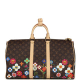 Louis Vuitton X Takashi Murakami "Garden" Keepall Bandouliere 45 Brown Multicolor Monogram Flowers Gold Hardware