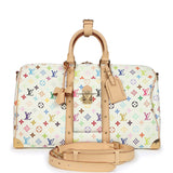 Louis Vuitton X Takashi Murakami Keepall Bandouliere 45 White Monogram Multicolored Gold Hardware