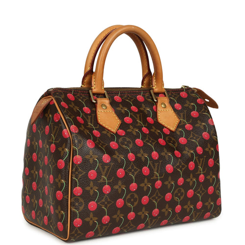 Vintage Louis Vuitton x Takashi Murkami Cheries Speedy 25 Brown and Red Monogram Cherry Gold Hardware