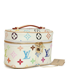 Louis Vuitton X Takashi Murakami Nice Nano White Multicolor Monogram Gold Hardware