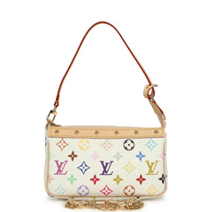 Louis Vuitton X Takashi Murakami Pochette Accessories White Multicolored Monogram Gold Hardware