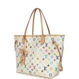 Louis Vuitton x Takashi Murakami Neverfull MM White Multicolored Monogram Gold Hardware