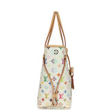 Louis Vuitton x Takashi Murakami Neverfull MM White Multicolored Monogram Gold Hardware