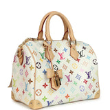 Louis Vuitton X Takashi Murakami Speedy 25 Bandouliere White Multicolored Monogram Gold Hardware - Thumbnail View 2