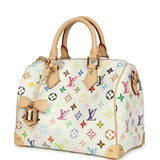 Louis Vuitton X Takashi Murakami Speedy 25 Bandouliere White Multicolored Monogram Gold Hardware