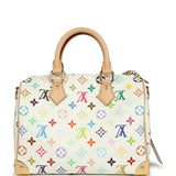 Louis Vuitton X Takashi Murakami Speedy 25 Bandouliere White Multicolored Monogram Gold Hardware