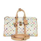 Louis Vuitton X Takashi Murakami Keepall Bandouliere 45 White Monogram Multicolored Gold Hardware - Thumbnail View 1