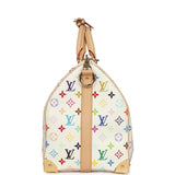 Louis Vuitton X Takashi Murakami Keepall Bandouliere 45 White Monogram Multicolored Gold Hardware - Thumbnail View 3