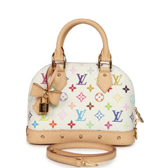Louis Vuitton X Takashi Murakami Alma NM BB White Multicolored Monogram Gold Hardware