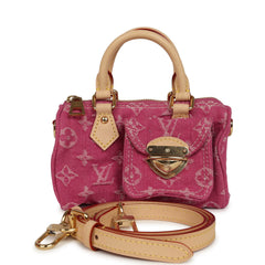 Louis Vuitton Nano Speedy Fuchsia Denim Monogram Gold Hardware