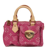 Louis Vuitton Nano Speedy Fuchsia Denim Monogram Gold Hardware - Thumbnail View 1