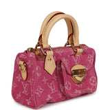 Louis Vuitton Nano Speedy Fuchsia Denim Monogram Gold Hardware - Thumbnail View 3
