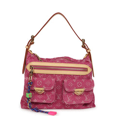 Louis Vuitton Baggy NM Fuchsia Denim Monogram Gold Hardware