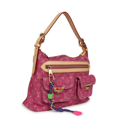 Louis Vuitton Baggy NM Fuchsia Denim Monogram Gold Hardware