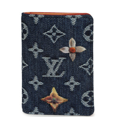 Louis Vuitton Pocket Organizer Blue Monogram Denim Floral Embroidery