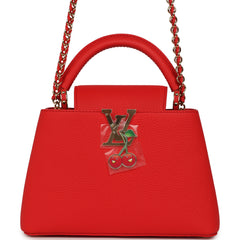 Louis Vuitton X Takashi Murakami Cherry Capucines BB Red Taurillon Leather Gold Hardware
