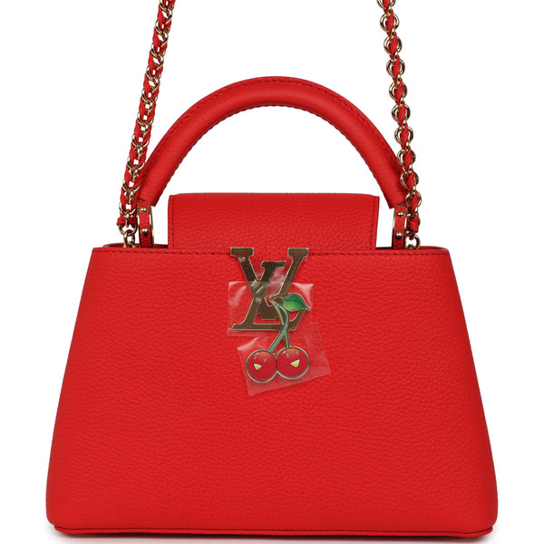 Louis Vuitton X Takashi Murakami Cherry Capucines BB Red Taurillon Leather Gold Hardware