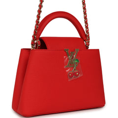 Louis Vuitton X Takashi Murakami Cherry Capucines BB Red Taurillon Leather Gold Hardware