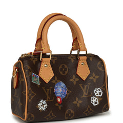 Louis Vuitton "Vivienne" Nano Speedy Bag Brown Monogram Snowy Pearl Gold Hardware