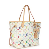 Louis Vuitton x Takashi Murakami Neverfull MM White Multicolored Monogram Gold Hardware - Thumbnail View 2