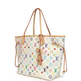 Louis Vuitton x Takashi Murakami Neverfull MM White Multicolored Monogram Gold Hardware - Thumbnail View 5