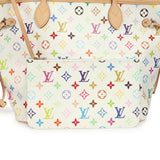 Louis Vuitton x Takashi Murakami Neverfull MM White Multicolored Monogram Gold Hardware - Thumbnail View 7