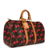 Vintage Louis Vuitton x Takashi Murkami Cheries Keepall 45 Brown and Red Cherry Monogram Gold Hardware - Thumbnail View 2
