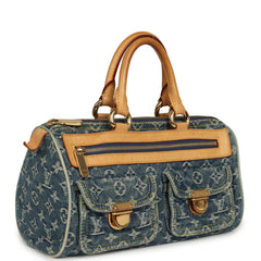 Vintage Louis Vuitton Neo Speedy Blue Denim Monogram Gold Hardware