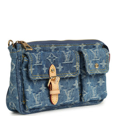 Louis Vuitton Cargo Pochette Accessories Blue Denim Monogram Gold Hardware