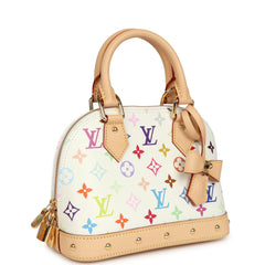 Louis Vuitton X Takashi Murakami Alma NM BB White Multicolored Monogram Gold Hardware
