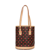 Vintage Louis Vuitton x Takashi Murakami Cheries Bucket Bag PM Red, Brown Monogram Cherry Gold Hardware - Thumbnail View 1