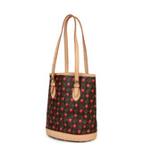Vintage Louis Vuitton x Takashi Murakami Cheries Bucket Bag PM Red, Brown Monogram Cherry Gold Hardware - Thumbnail View 5
