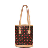 Vintage Louis Vuitton x Takashi Murakami Cheries Bucket Bag PM Red, Brown Monogram Cherry Gold Hardware - Thumbnail View 4