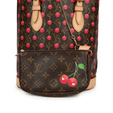 Vintage Louis Vuitton x Takashi Murakami Cheries Bucket Bag PM Red, Brown Monogram Cherry Gold Hardware - Thumbnail View 7