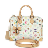 Louis Vuitton X Takashi Murakami Speedy 25 Bandouliere White Multicolored Monogram Gold Hardware - Thumbnail View 1