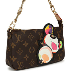 Louis Vuitton X Takashi Murakami Panda Pochette Accessories Brown Monogram Gold Hardware