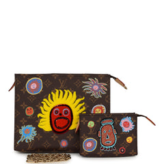 Louis Vuitton X Yayoi Kusama Toiletry Pouch 26 with Chain & Mini Pouch Brown, Multicolored Monogram Gold Hardware