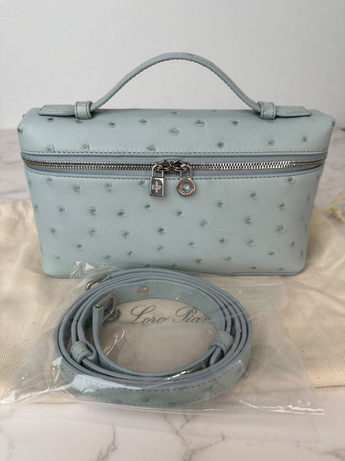 Loro Piana Extra Pocket L19 Pouch Minty Breeze Ostrich ASHW