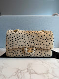 Chanel "Cheetah Print" Medium Flap Bag Light Beige Calf Hair and Black Lambskin Gold Hardware - Thumbnail View 1