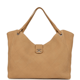 Chanel Maxi Shopping Bag Beige Grained Nubuck Calfskin Light Gold Hardware - Thumbnail View 1