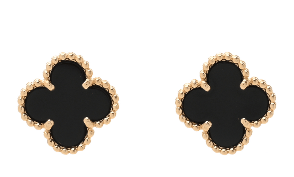 Van Cleef & Arpels Vintage Alhambra Onyx Earrings 18K Gold