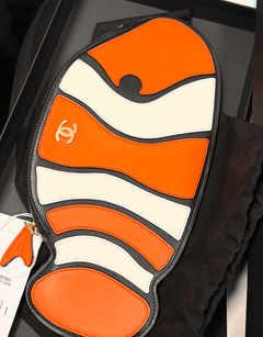 Chanel Coco Beach "Tropicoco" Clutch Orange, White and Black Lambskin Gold Hardware (Copy)