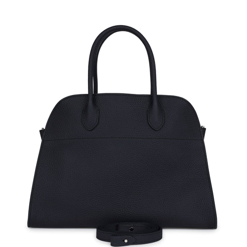 The Row Soft Margaux 12 Bag Black Calfskin Silver Hardware