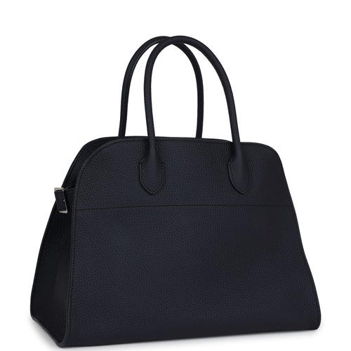 The Row Soft Margaux 12 Bag Black Calfskin Silver Hardware